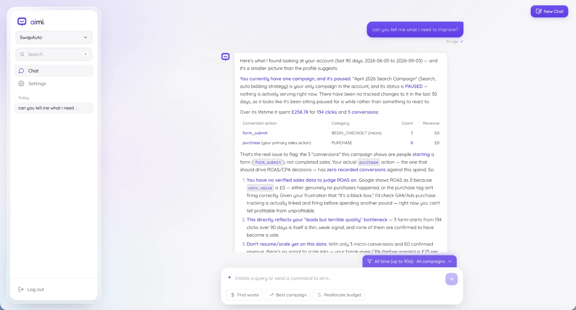 AiMi providing a detailed Google Ads account analysis